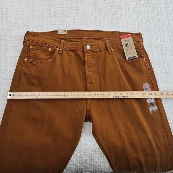 Levi's 501 Original Jeans Men's 40x29 Stretch Rust Brown Button Fly NWT Classic - Picture 8 of 16